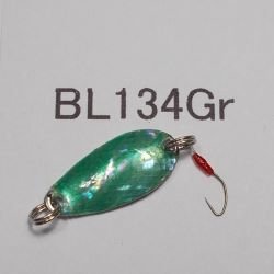 画像1: 川魚貝貼りスプーン1ｇ・バーブレス　No.134 グリーン