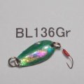 川魚貝貼りスプーン1ｇ・バーブレス　No.136 グリーン