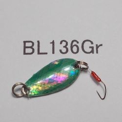 画像1: 川魚貝貼りスプーン1ｇ・バーブレス　No.136 グリーン